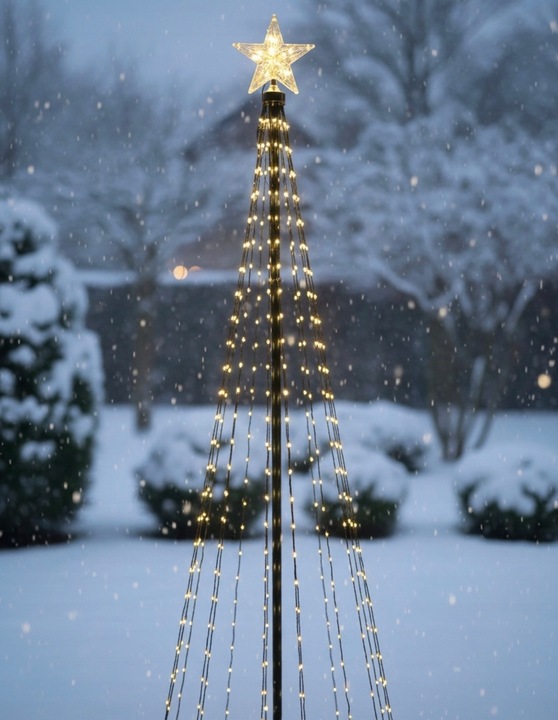 CHOINKA LED 180CM NA STELAŻU ZE ŚWIATEŁKAMI 8 TRYBÓW PROGRAMATOR IP44