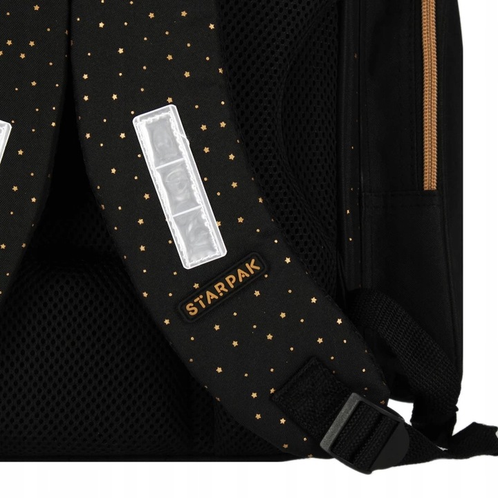 TORNISTER SZKOLNY PLECAK DLA DZIEWCZYNKI KOT KOTEK CZARNY ZŁOTY