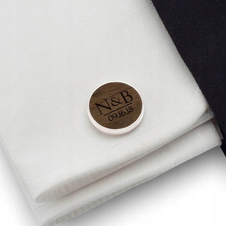 Spinki do mankietów Grawer Inicjały Data | Srebro