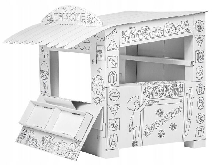 Kartonowy Domek do malowania i samodzielnego złożenia Stragan Tektorado