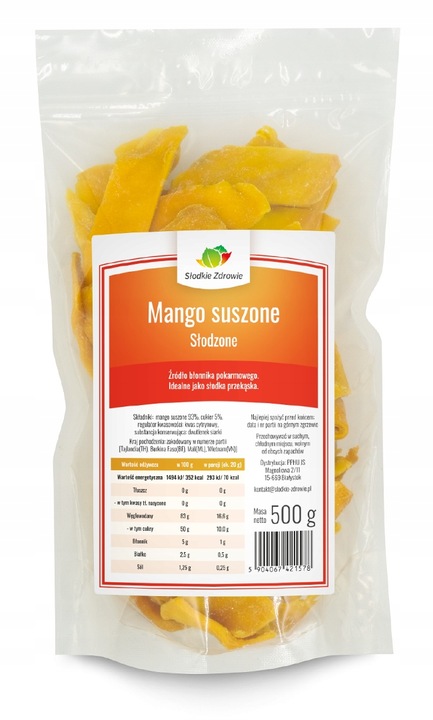 MANGO SUSZONE plastry, naturalne, słodzone 500g