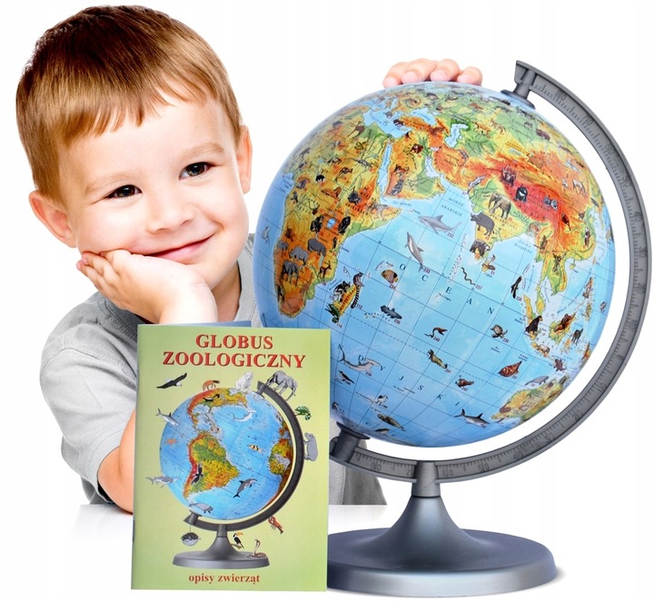 Globus ZOOLOGICZNY 220mm +książka karton APLIKACJA Produkt Polski zwierzęta