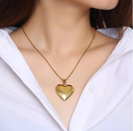 Naszyjnik Otwierane Serce Photo Stal 18 K