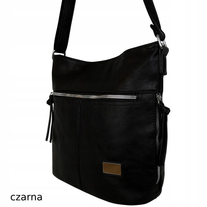 Torebka Damska Listonoszka Czarna Torba Worek Na Ramię Długi Pasek Lekka A5