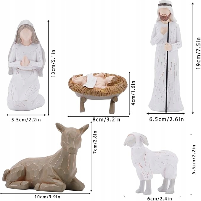 FIGURKI DO SZOPKI BOŻENARODZENIOWEJ 5 SZTUK MARYJA JÓZEF Rc