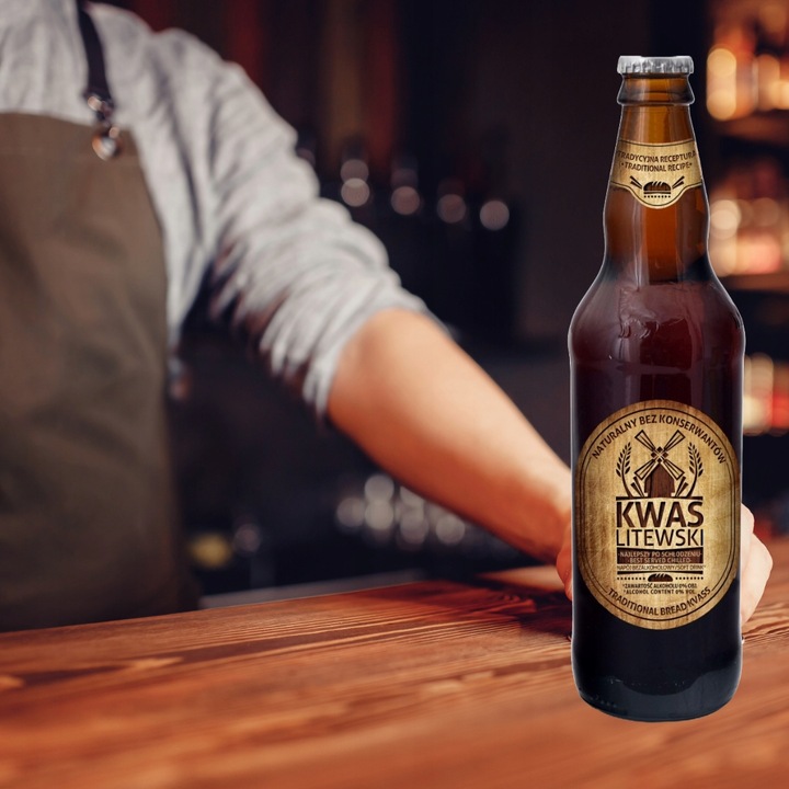 8x500ml Kwas Chlebowy Litewski Naturalny Napój Gazowany na Grilla / Naturo