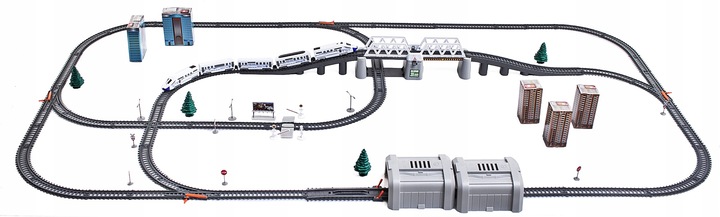 Kolejka elektryczna OGROMNY TOR MOST TUNEL 914cm Pociąg na baterie XXL