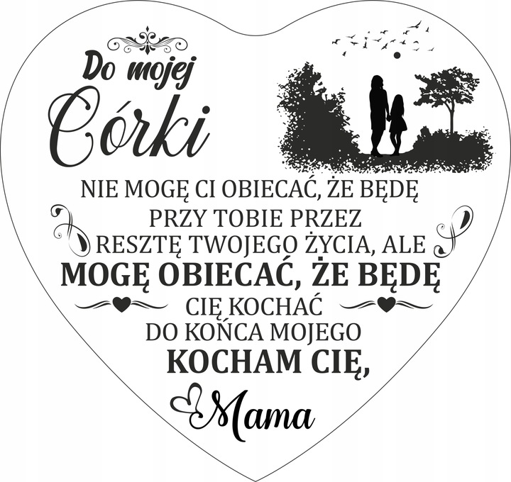 Srebrny Łańcuszek Zawieszka SERCE NASZYJNIK DLA CÓRKI OD MAMY Grawer BOX