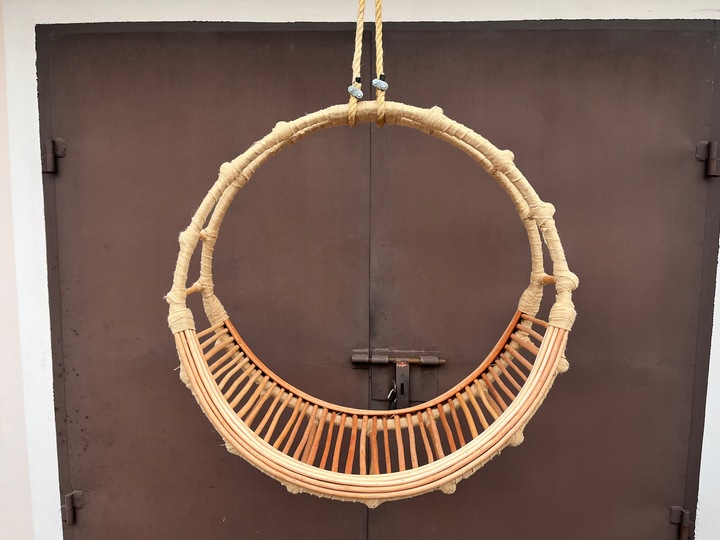 Huśtawka wiklinowa z poduszką DWA WZORY hamak wiklinowy 100 cm