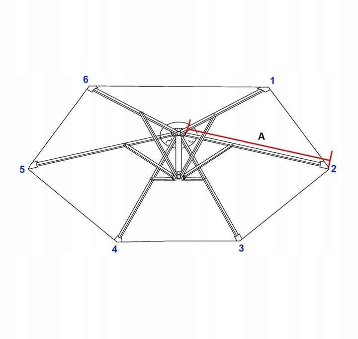 Poszycie wymienne materiał parasola ogrodowego 6 ramion 300cm - khaki