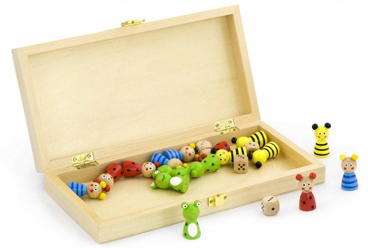 DREWNIANA GRA PLANSZOWA LUDO CHIŃCZYK FIGURKI FAMILIJNA RODZINNA