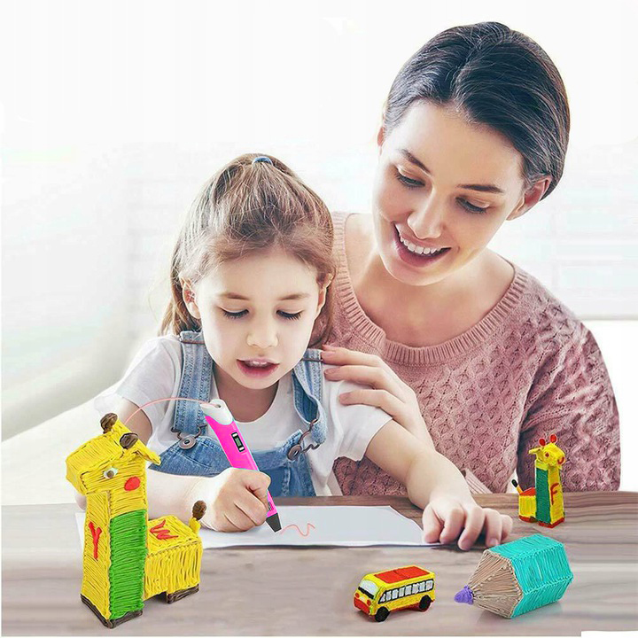 DŁUGOPIS 3D DRUKARKA DLA DZIECI / MEGA ZESTAW FILAMENT WKŁADY KOLOROWE 210M