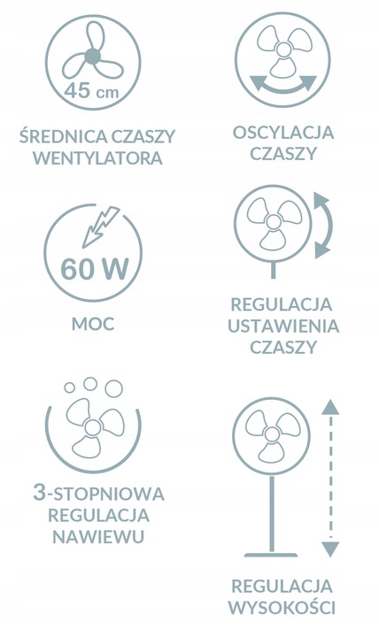 Wentylator stojący podłogowy wiatrak biały 3w1 Haus & Luft HL-WP-01