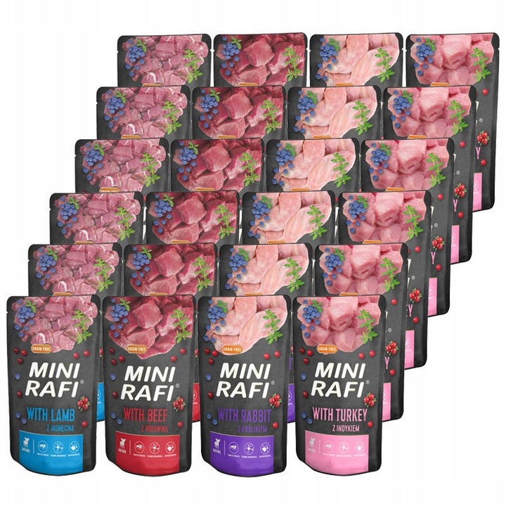 DOLINA NOTECI RAFI MINI MIX SMAKÓW KARMA MOKRA 20 X 150G