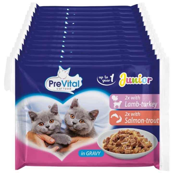 KARMA MOKRA DLA KOTA PREVITAL JUNIOR 52 X 100G SASZETKI DLA KOCIĄT MIX