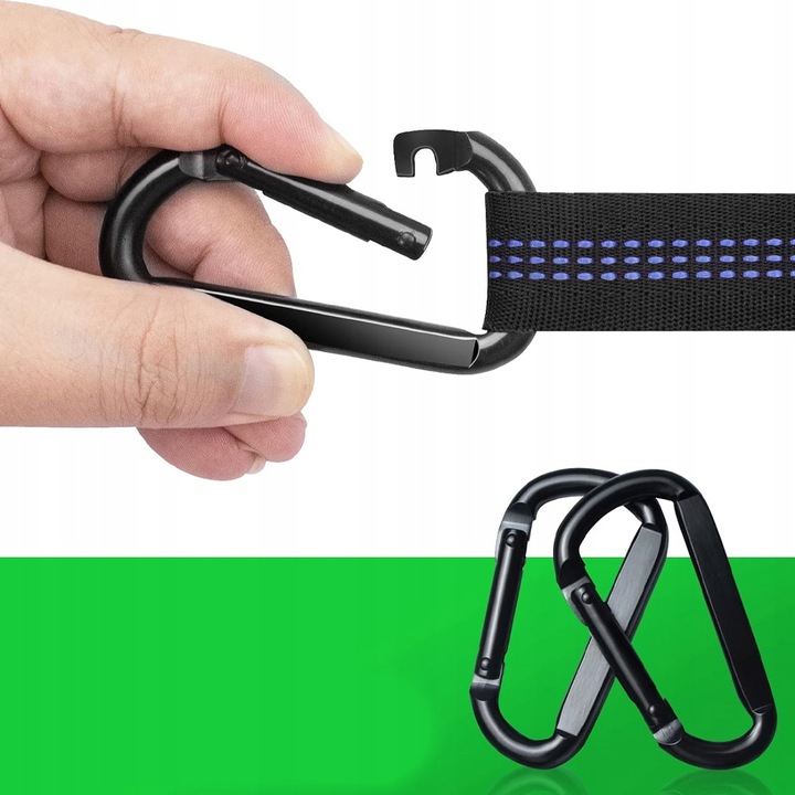 PASY DO MOCOWANIA HAMAKA, 2 SZTUKI, PASY Z 2 KARABIŃCZYKAMI, NA KEMPING