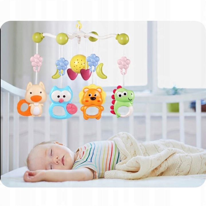 Karuzela do Łóżeczka Projektor Muzyka Pilot dla Chłopca Dziewczynki CE