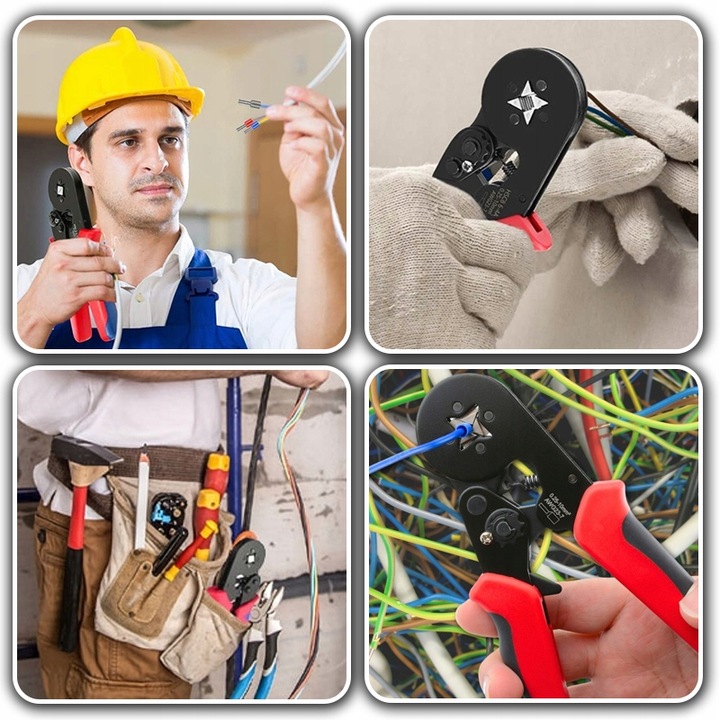 ZACISKARKA PRASKA DO KONEKTORÓW KOŃCÓWEK KABLI PRZEWODÓW + 1300 TULEJEK