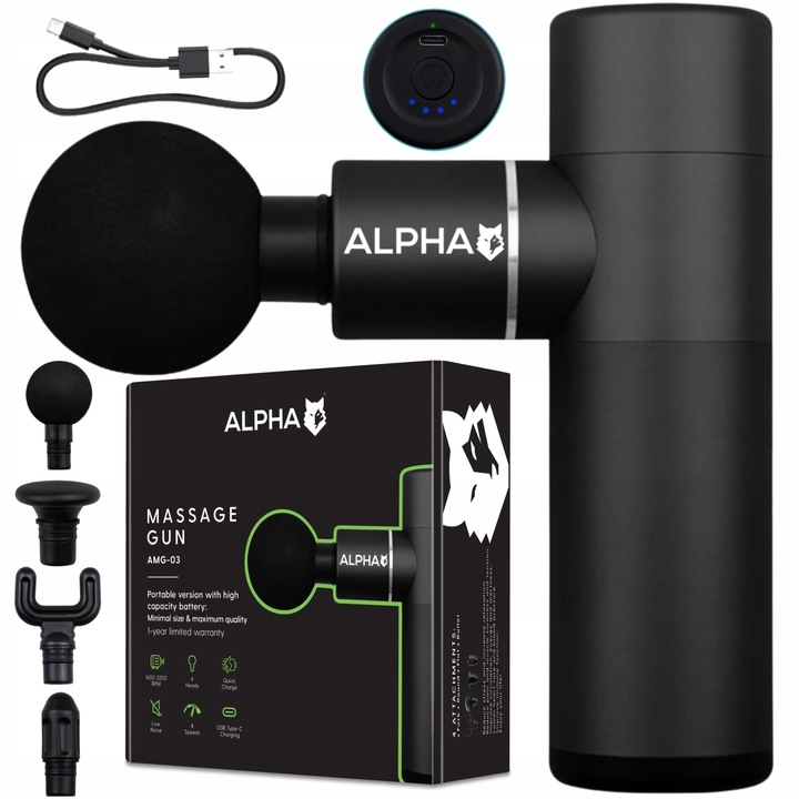 PISTOLET DO MASAŻU MOCNY MASAŻER MASSAGE GUN ALPHA