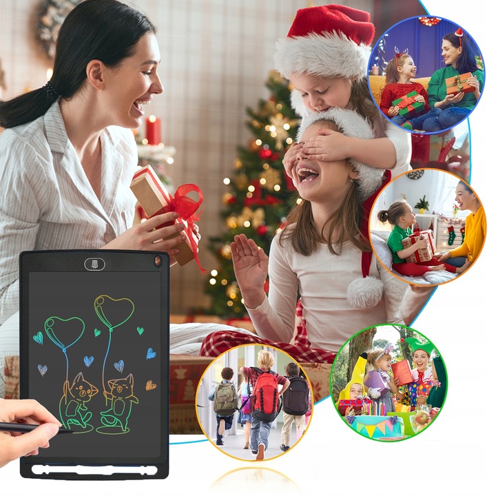 TABLET GRAFICZNY XXL DO RYSOWANIA 12 CALI TABLICA ZNIKOPIS MULTIKOLOR