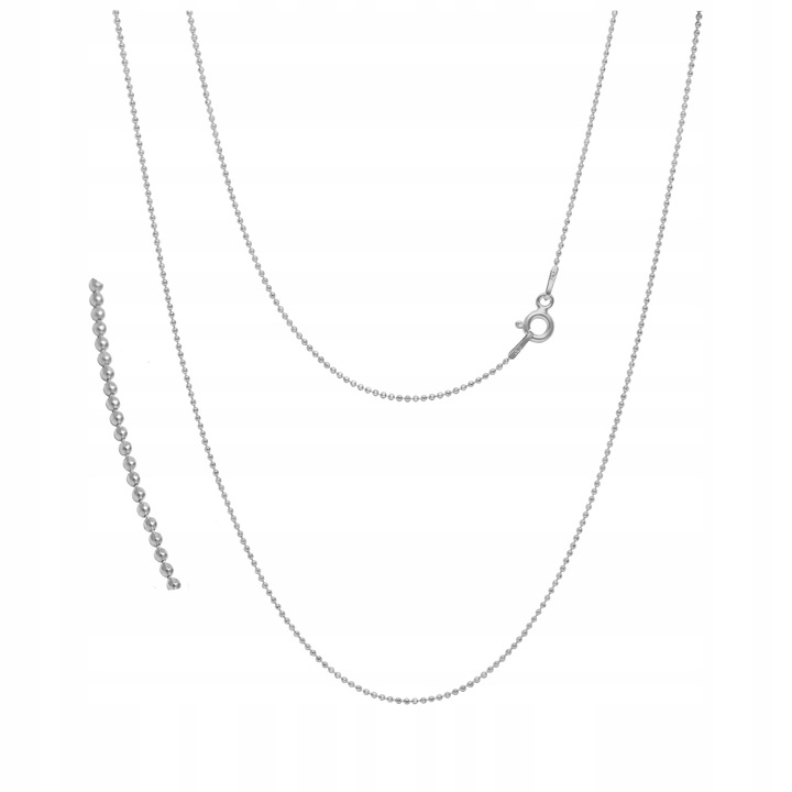 Łańcuszek Rodowany Damski Srebro pr. 925 Naszyjnik Kuleczki Prezent | 45 cm