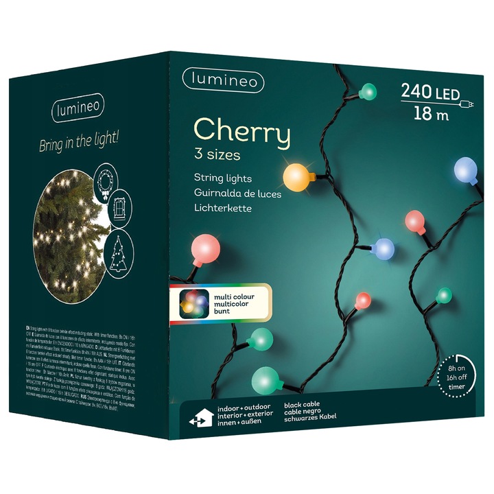 Lampki Choinkowe kule Wielokolorowe Światełka 240LED 18M ZEW/WEW Światełka