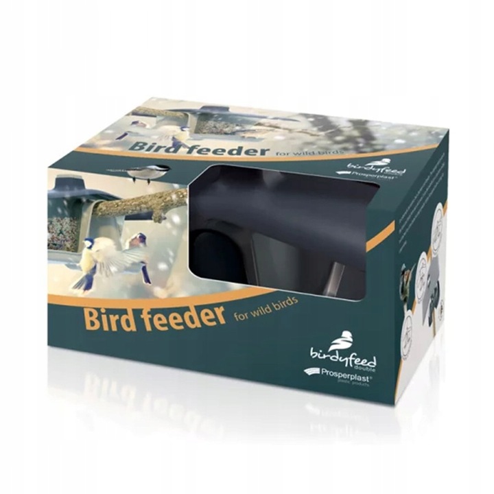 Nowoczesny KARMNIK DLA PTAKÓW na Zimę z DASZKIEM Podwójny Domek Antracyt