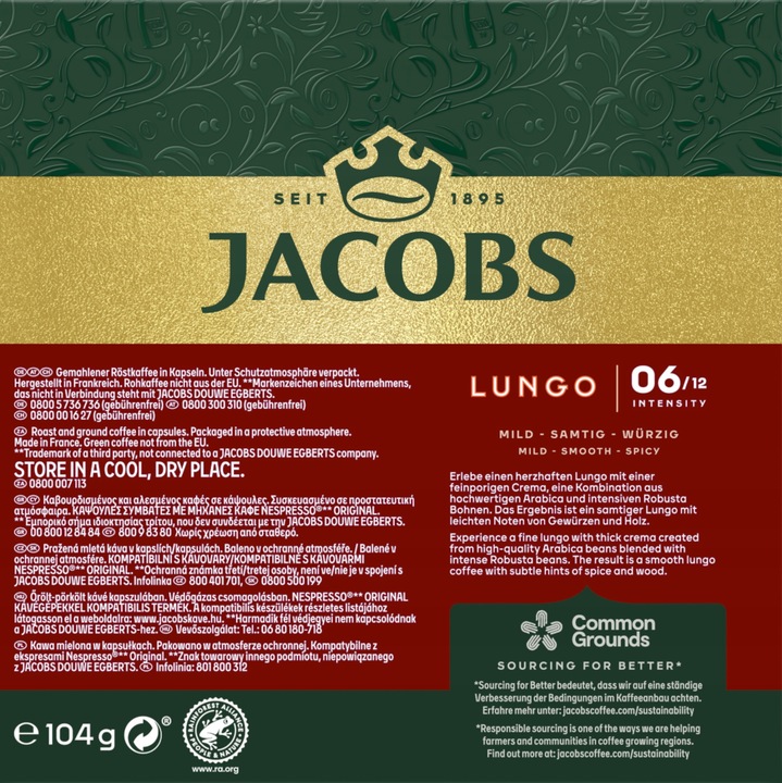 KAWA do NESPRESSO JACOBS LUNGO CLASSICO 20 sztuk