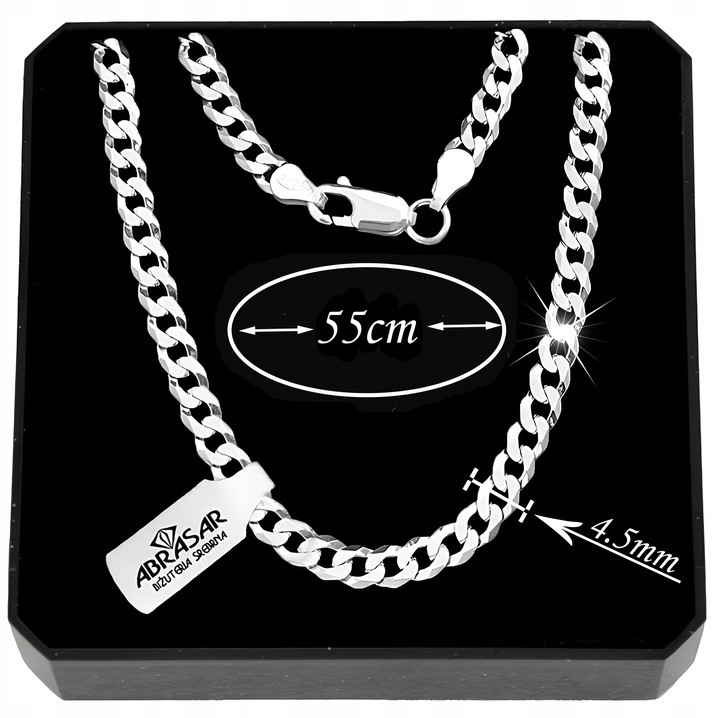 SREBRNY MĘSKI OKAZAŁY ŁAŃCUSZEK PANCERKA 045/55cm DLA NIEGO SREBRO 925