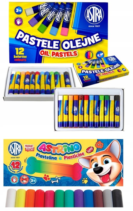 Wyprawka Szkolna Astra XXL 20 elementów Duży zestaw do szkoły Farby 12 kol.