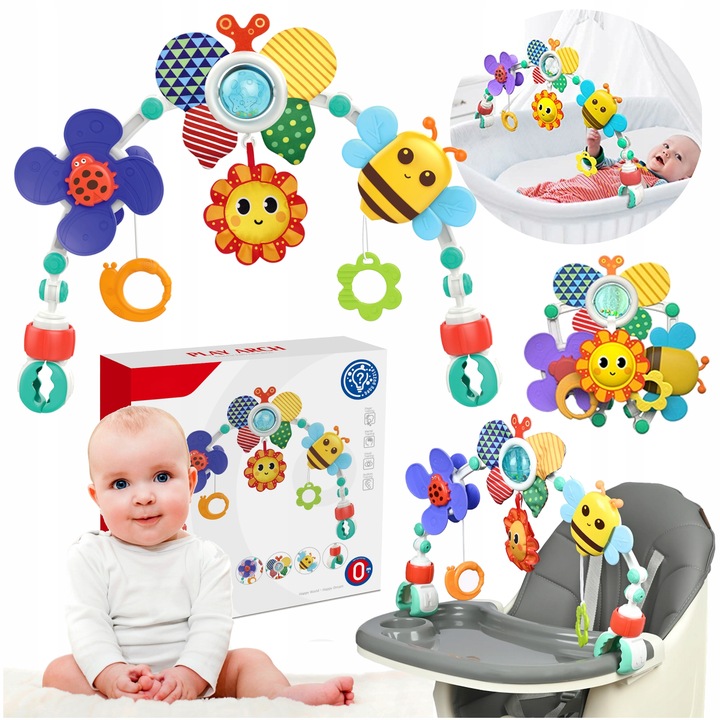 PAŁĄK z zawieszkami DO WÓZKA FOTELIKA ŁÓŻECZKA zabawka sensoryczna gryzak