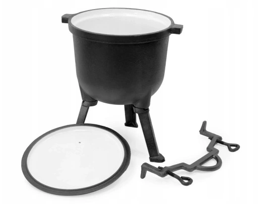 Kociołek EMALIOWANY żeliwny 4L + GRATIS ŁYŻKA