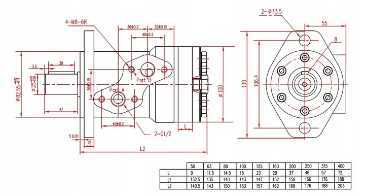 Silnik hydrauliczny BM2 50 wałek 25mm BMR OMR SMR