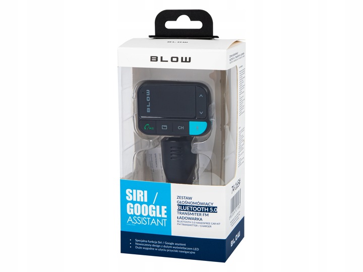 TRANSMITER FM BLUETOOTH 5.0 ZESTAW GŁOŚNOMÓWIĄCY SD QC 3xUSB SIRI/GOOGLE