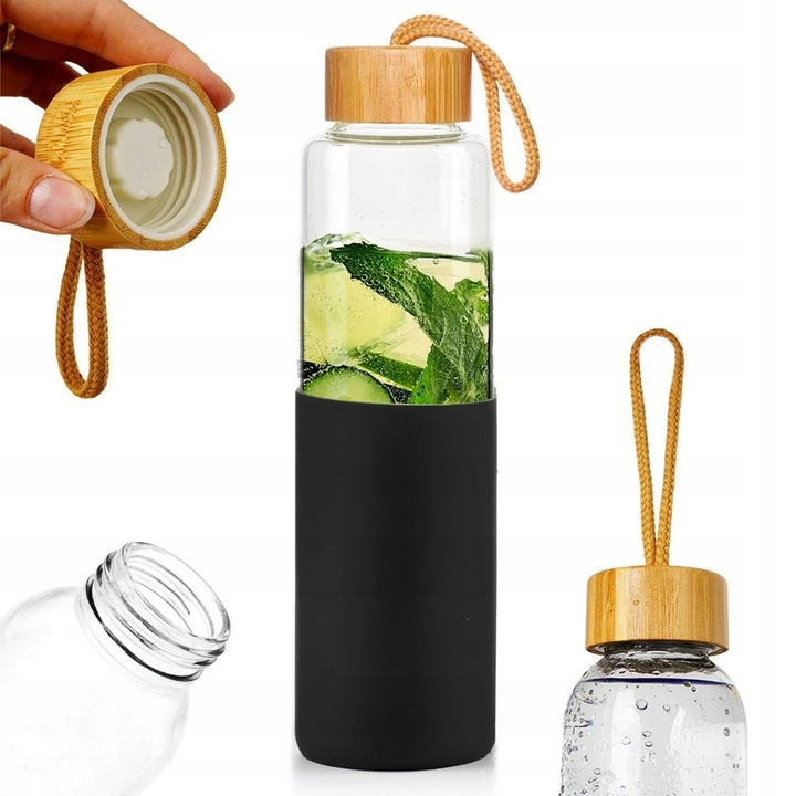 Butelka SZKLANA na napoje wodę sok lemoniadę koktajl smoothie bidon 0.6L