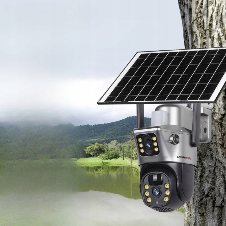 ZEWNĘTRZNA KAMERA SOLARNA 4K DWA OBIEKTYWY 4G KARTA SIM 8MP APLIKACJA