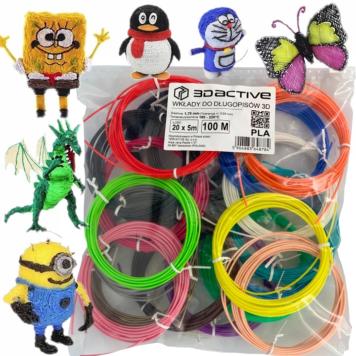 WKŁADY DO DŁUGOPISU DRUKARKA 3d DŁUGOPIS PEN DLA DZIECI 100 m 20x5m