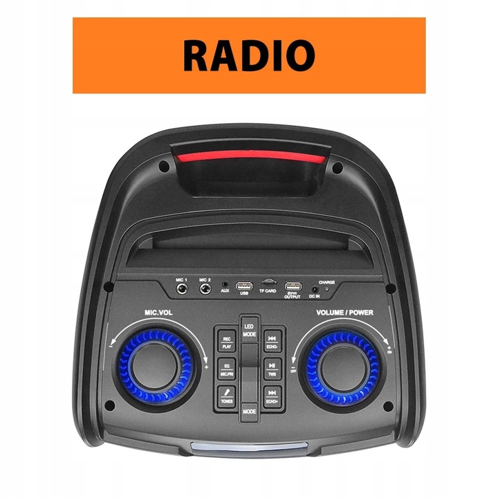 GŁOŚNIK BLUETOOTH PRZENOŚNY KARAOKE MANTA 100W USB