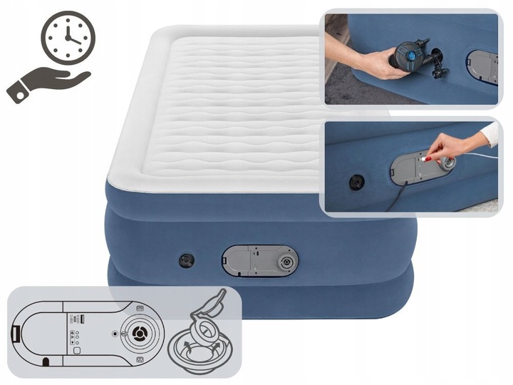 Materac Dmuchany Jednoosobowy Łóżko z Pompką 230V Bestway 6713P MODEL 2025