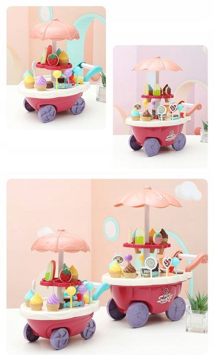STOISKO NA LODY WÓZEK LODZIARNIA SKLEP ZE SŁODYCZAMI DLA DZIECI ZAKUPY 36EL