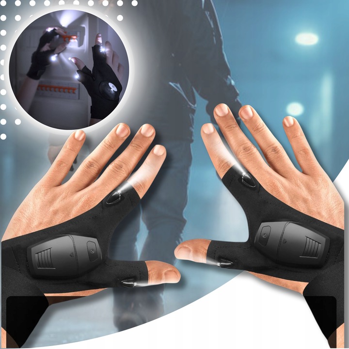 RĘKAWICZKI LED USB RĘKAWICZKI Z LATARKĄ LED ŚWIECĄCE RĘKAWICE ładowane USB