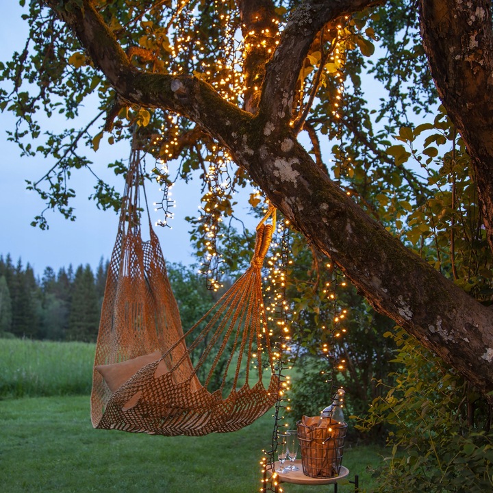 Lampki choinkowe LED bardzo gęste 800 diod 16m Białe Ciepłe 1900k