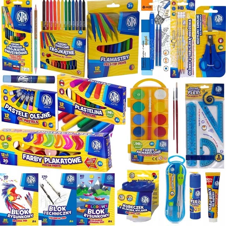 duża WYPRAWKA SZKOLNA ASTRA PRZYBORY SZKOLNE ZESZYTY TEMATYCZNE klasa 4-8
