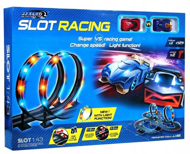 7-metrowy Tor wyścigowy dla dzieci 3-8 + Funkcja zmiany prędkości + 2 autka