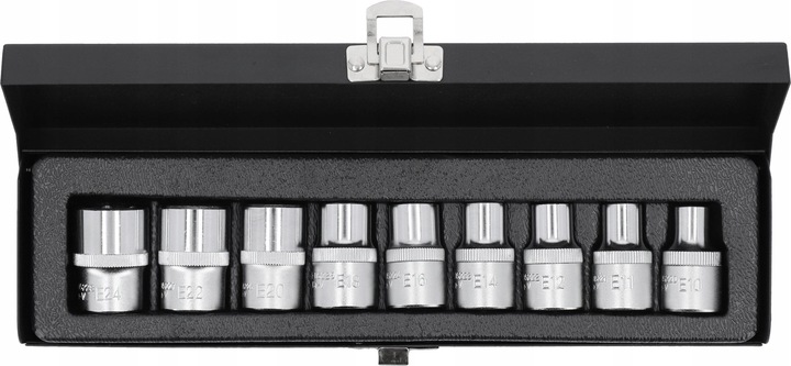 Klucze nasadowe Torx 9szt. 1/2'' - YT-0521