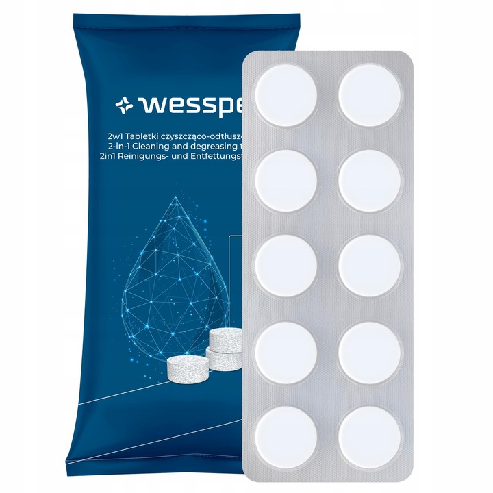 Odkamieniacz Wessper 500ml do ekspresu do kawy + tabletki odtłuszczające