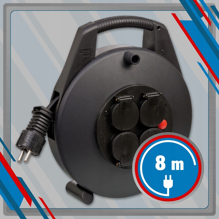 Przedłużacz bębnowy mini na bębnie 4 gniazda kabel 8 m Brennenstuhl