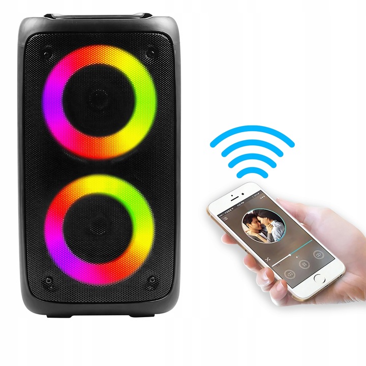 Głośnik Bluetooth Boombox Mobilny USB RADIO LED Bezprzewodowy Przenośny MP3