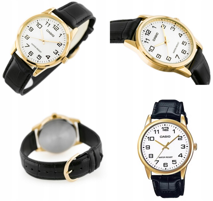 ZEGAREK MĘSKI CASIO APOLLO +BOX +GRAWER skórzany cyfry czarny klasyczny