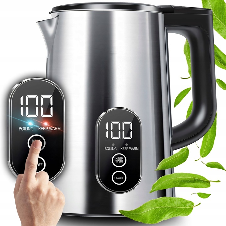 CZAJNIK ELEKTRYCZNY BEZPRZEWODOWY DOTYKOWY 1800W REGULACJA TEMPERATURY 1,8L